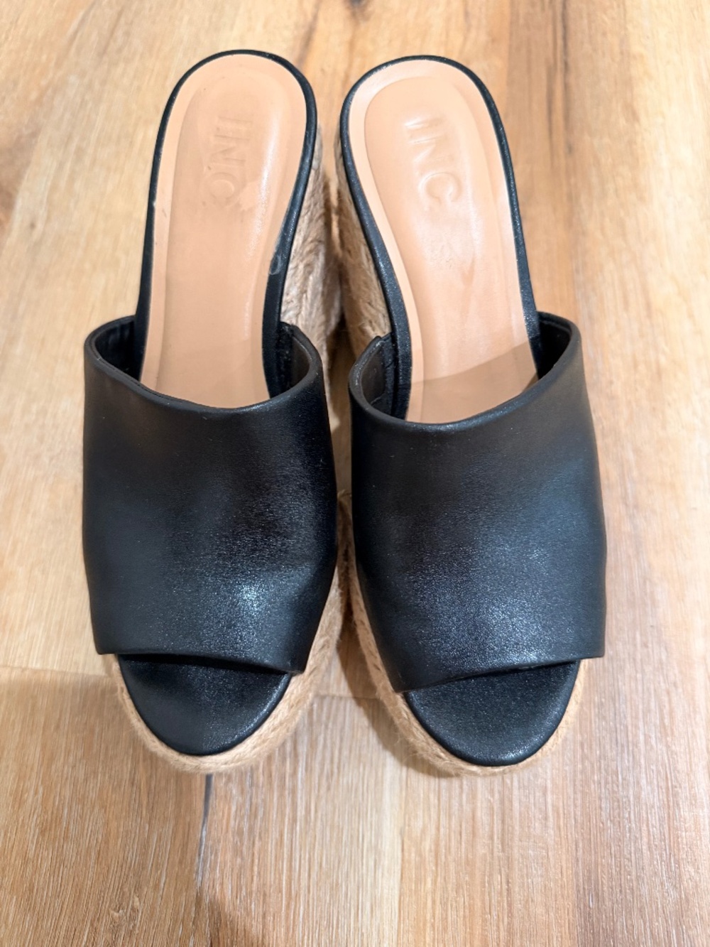 INC International ConceptsStyle Cicily Espadrille Wedge Sandals Black Size 8